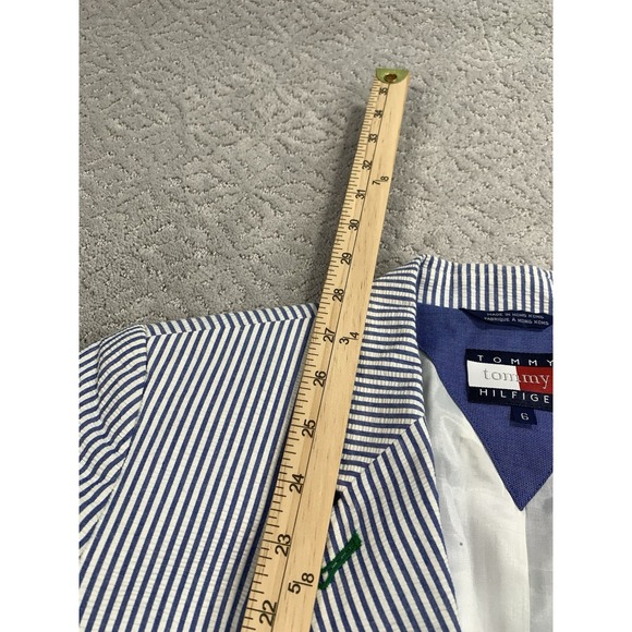 Tommy Hilfiger Seersucker Stripe Blazer Womens 6 Blue White Cotton Jacket - Picture 7 of 10
